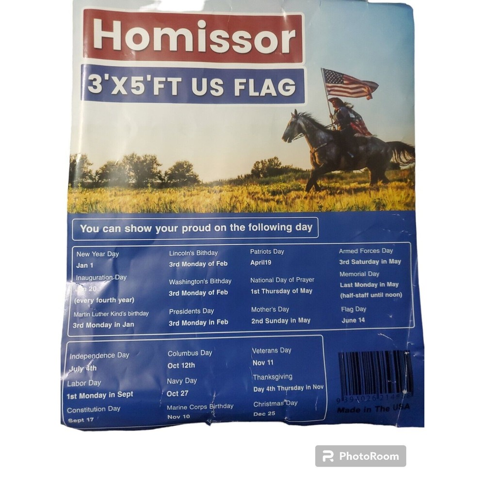 Homissor Us Flags‎ 3x5 Outdoor High Wind - All Weather American Flag Made in Usa - Picture 8 of 8